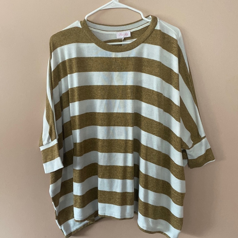Pink Lily oversized striped top